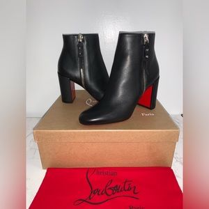 Christian Louboutin Ziptotal Black Red Bottom Heeled Ankle Booties
